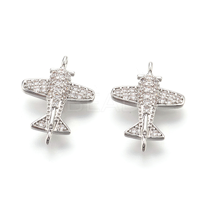 Brass Micro Pave Cubic Zirconia Links KK-F774-13P-NR-1