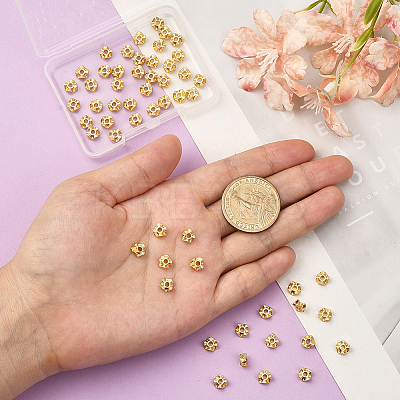 80Pcs Brass Spacer Beads KK-BBC0020-77-1