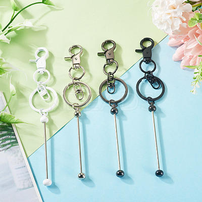 8Pcs 4 Colors Alloy Beadable Bar Keychain for DIY Crafts Jewelry Making KEYC-TA0001-36-1