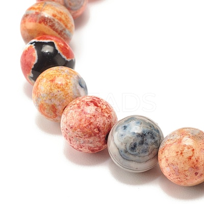 Dyed Natural Fire Crackle Agate Bead Stretch Bracelets BJEW-JB07519-1