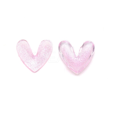 3D Heart with Glitter Powder Resin Cabochons MRMJ-TAC0004-26D-1