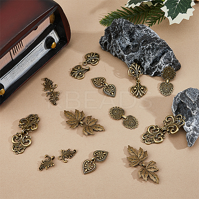12Sets 6 Styles Tibetan Style Zinc Alloy Hook Button FIND-FH0009-29-1