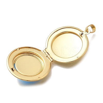Brass Flat Round Locket Pendants KK-D431-029A-G-1