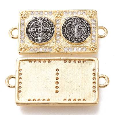 Brass Micro Pave Clear Cubic Zirconia Links Connectors ZIRC-I044-04B-1