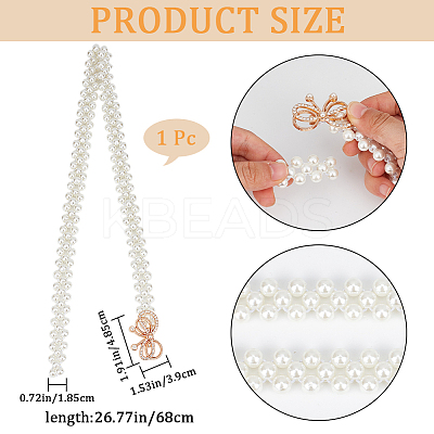 1Pc Acrylic Pearl Braided Stretch Chain Belts AJEW-CP0008-12B-1