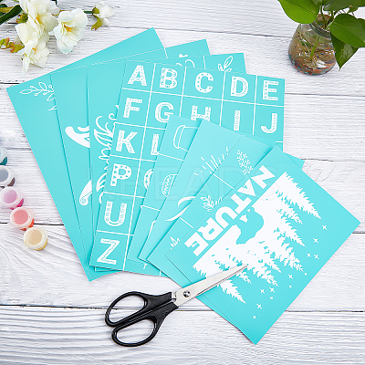 8 Patterns Self-Adhesive Silk Screen Printing Stencil DIY-OC0004-007-1