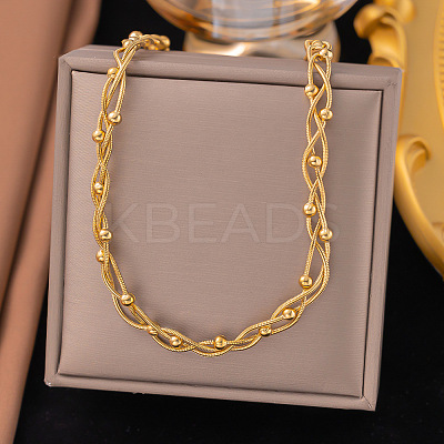 304 Stainless Steel Layered Necklaces NJEW-Z072-01G-1