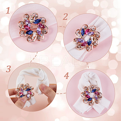 3Pcs 3 Style Colorful Dyed Quartz Flower & Heart Brooch Pins FIND-GF0005-31-1