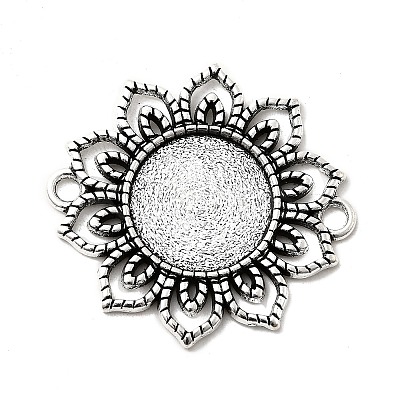 Tibetan Style Alloy Flower Cabochon Connector Bezel Settings LS-PALLOY-J494-06AS-1