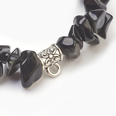 Natural Obsidian Beads Stretch Bracelets BJEW-JB03860-07-1