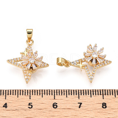 Rotatable Brass Micro Clear Pave Cubic Zirconia Pendants KK-E068-VC294-1