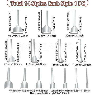 14Pcs 14 Styles High Carbon Steel Leather Craft Tools TOOL-UN0001-61-1
