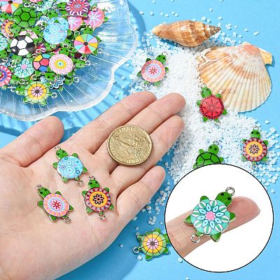 60Pcs 15 Styles Alloy Enamel Connector Charms ENAM-CJ0004-40-1