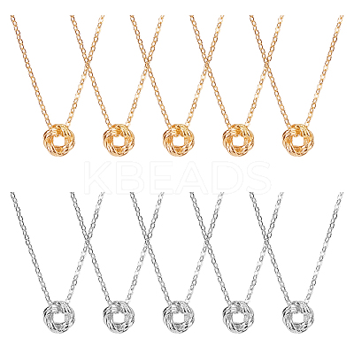 10Pcs 5 Style 304 Stainless Steel Ring Knot Pendant Necklaces Set for Women NJEW-FI0001-23-1