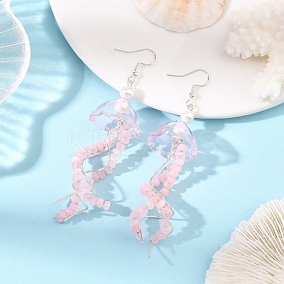 Dyed Natural Malaysia Jade Jellyfish Dangle Earrings for Women EJEW-JE07484-1