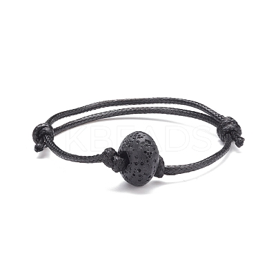 Natural Lava Rock Beaded Cord Bracelet BJEW-JB07681-02-1