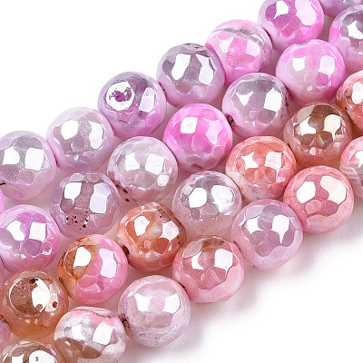 Electroplate Natural Agate Beads Strands G-T131-54K-1
