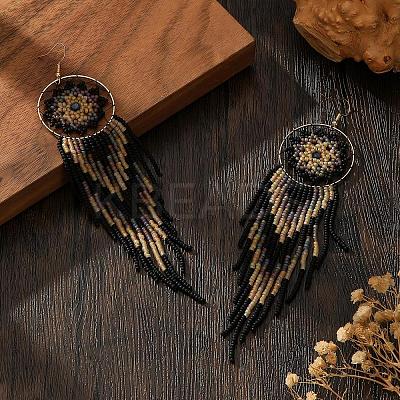 Handmade Bohemian Glass Seed Bead Beaded Chandelier Earrings GZ5802-1