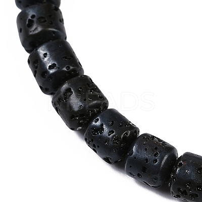 Natural Lava Rock Beaded Stretch Bracelets for Men Women BJEW-G727-01E-1