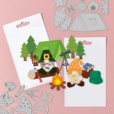 Camping Theme Carbon Steel Cutting Dies Stencils DIY-WH0309-1425-1