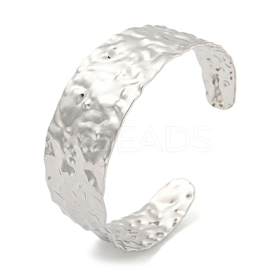 Non-Tarnish 304 Stainless Steel Textured Open Cuff Bangles for Women STAS-M001-17P-1