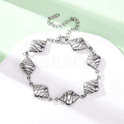 304 Stainless Steel Spiral Shell Shape Link Bracelets for Women BJEW-L706-04P-1