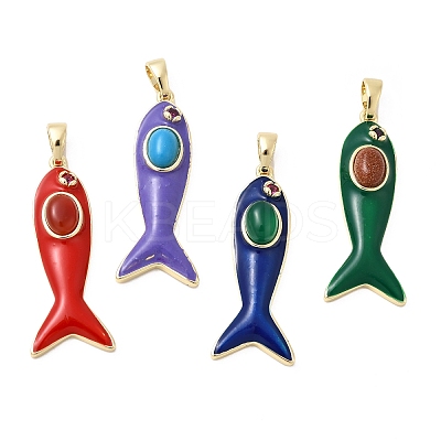 Natural & Synthetic Mixed Gemstone Pendants KK-Z137-19G-1