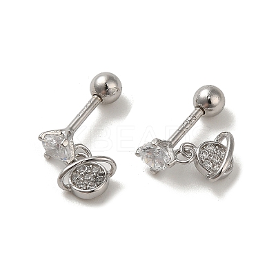 925 Sterling Silver Micro Pave Cubic Zirconia Earrings for Women EJEW-E307-10P-1