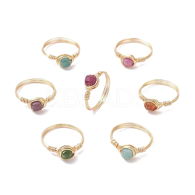 Natural Tourmaline Finger Rings RJEW-JR00930-1
