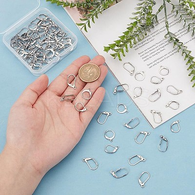 80Pcs 4 Styles 304 Stainless Steel Leverback Earring Findings STAS-AR0002-38-1