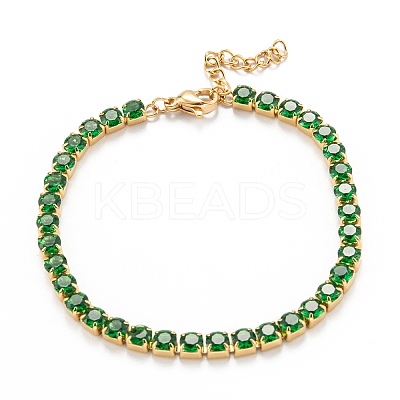 304 Stainless Steel  Rhinestones Link Chain Bracelets STAS-A052-15M-1
