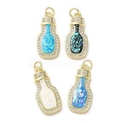 Brass Micro Pave Clear Cubic Zirconia Pendants KK-C045-22G-1