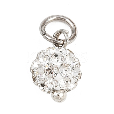 Round Handmade Polymer Clay Rhinestone Charms PALLOY-JF04456-1