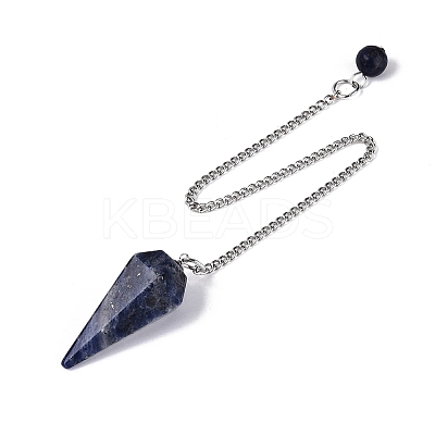 Natural Sodalite Dowsing Pendulum Pendants AJEW-N005-01F-1