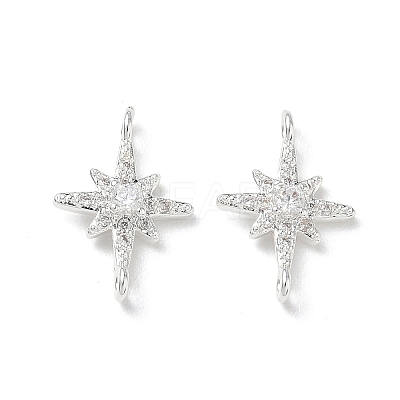 Brass Micro Pave Clear Cubic Zirconia Connector Charms KK-P355-28S-1