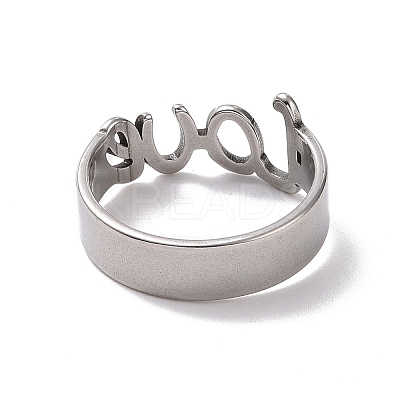 Non-Tarnish 201 Stainless Steel Word Love Finger Ring RJEW-J051-44P-1