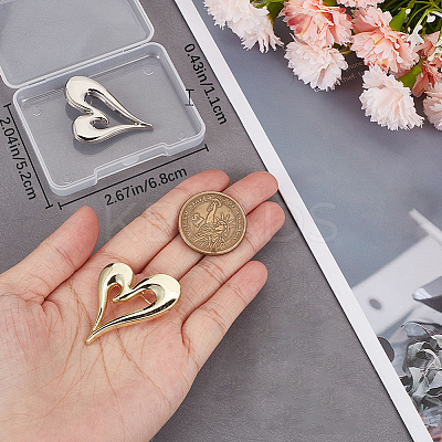 2Pcs 2 Colors Alloy Heart Brooch Pin JEWB-CP0001-61-1