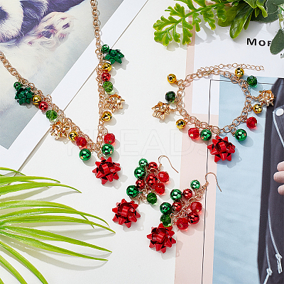Christmas Star & Bell Alloy Pendant Necklaces & Charm Bracelets & Dangle Earrings SJEW-AN0001-15-1