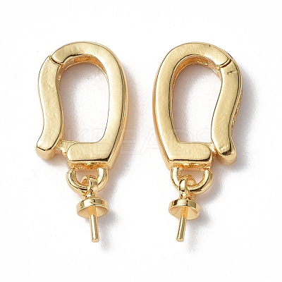 Brass Micro Pave Clear Cubic Zirconia Twister Clasps KK-P223-42G-1