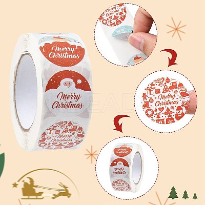 3 Rolls 3 Styles Christmas Round Dot Self Adhesive Paper Stickers Roll DIY-FS0010-32A-1