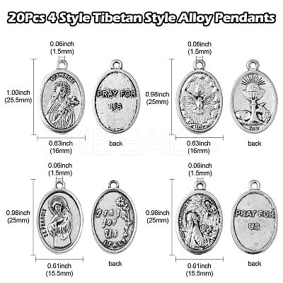 20Pcs 4 Style Tibetan Style Alloy Pendants TIBEP-CJ0001-20-1