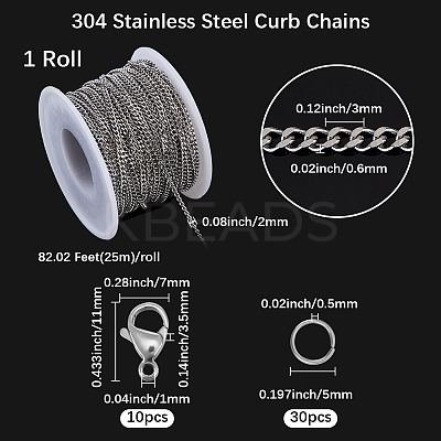 DIY 304 Stainless Steel Curb Chains Necklace/Bracelets Making Kits DIY-BBC0002-51-1