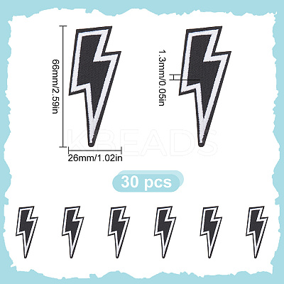 30Pcs Lightning Bolt Polyester Computerized Embroidery Iron on Patches PATC-HY0001-64-1