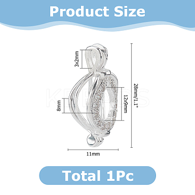 925 Sterling Silver Micro Pave Clear Cubic Zirconia Empty Bead Cage Pendants STER-WH0005-64-1