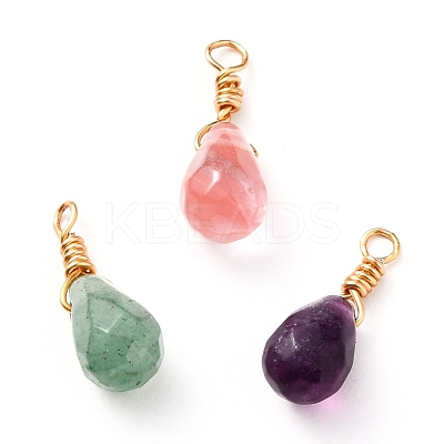 Wire Wrapped Faceted Natural & Synthetic Mixed Stone Pendants PALLOY-JF00541-1