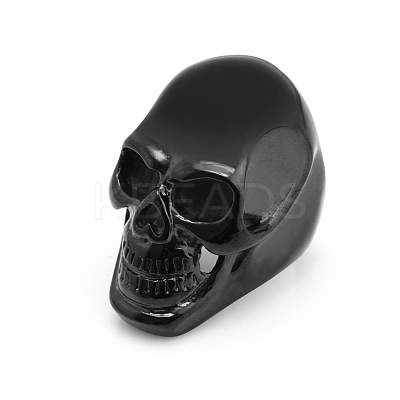 304 Stainless Steel Skull Finger Ring SKUL-PW0002-036D-EB-1