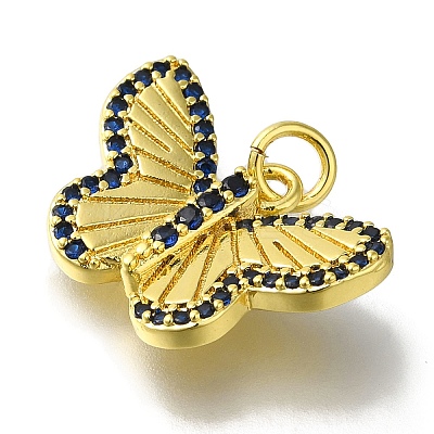 Rack Plating Brass Micro Pave Cubic Zirconia Pendant KK-H485-07G-02-1