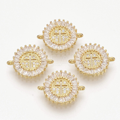 Brass Micro Pave Clear Cubic Zirconia Links Connectors ZIRC-T012-62G-1