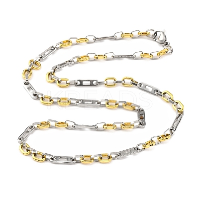 201 Stainless Steel Oval Links Chain Necklace NJEW-F22-39G-GP-1