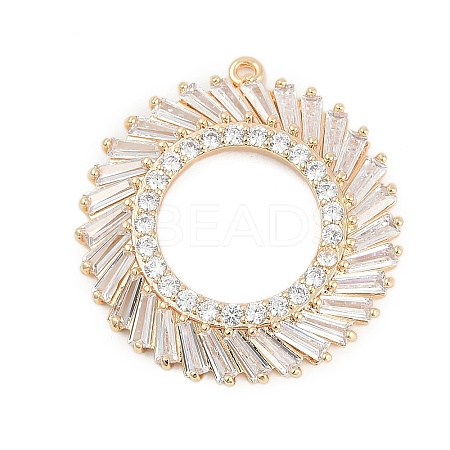 Brass Micro Pave Cubic Zirconia with Glass Pendants KK-Q026-19G-1